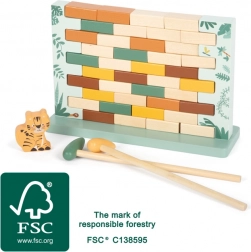 Small Foot Brick Wall Safari – Wooden Balancing Game