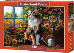 Puzzle 1000 pièces chat parmi les fleurs
