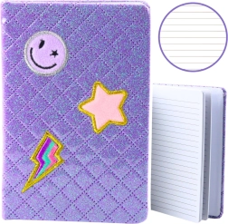 Purple Brocade Notebook with Patches B6 80 sheets