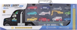 Camion avec voitures à propulseur et hélicoptère, set de 12 véhicules