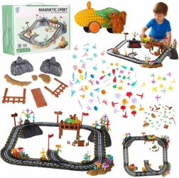 Set de circuit de course magnétique, 153 pièces, avec véhicule lumineux