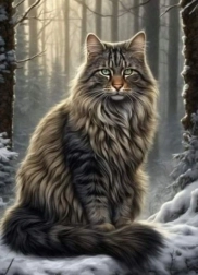 Diamant Schilderen Kat in het Bos 30x40cm