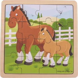 Wooden Framed Puzzle Horse with Foal – BIGJIGS TOYS