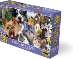 3D puzzle – smiling domestic animals, 100 pieces