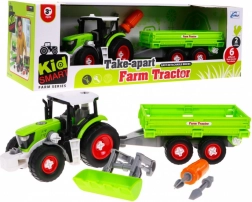 Uiteen te nemen tractor met aanhanger voor kinderen 3+ met boormachine en schroevendraaier