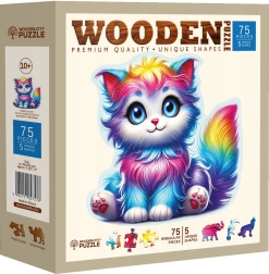 Wooden Puzzle Colorful Kitten