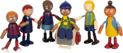 Houten familiefiguren met rolstoel
