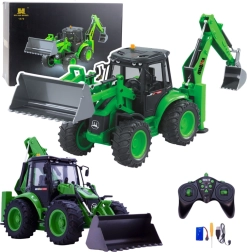 RC wheeled tractor excavator HUINA 1:14 green with lights and sound