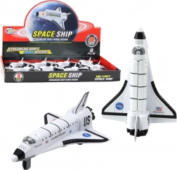 Metal space shuttle with pull-back drive, white