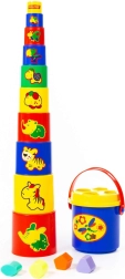 Pyramide pour enfants avec animaux et petit seau