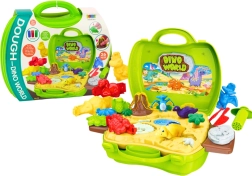 kleiwereld van dinosaurussen in een koffertje – vormpjes en gereedschap, groen