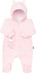 Baby suède onesie met capuchon NEW BABY Sweetheart roze 74 (6–9 maanden)