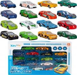 Set van 16 plastic autootjes 1:64