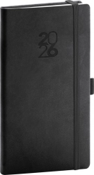 Stijlvolle zwarte zakformaat agenda met elastiek en penlus Aprint 2026