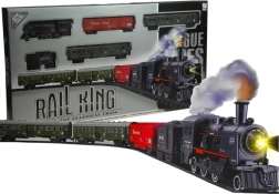 Large electric train set with smoke and lights, 4 carriages, 156 cm ellipse