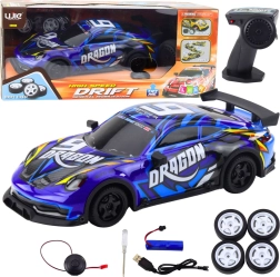 RC sportauto met verlichte carrosserie en drift – blauw