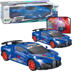 Voiture de sport interactive avec capteur d’obstacles, boule LED et rotation à 360°, bleu