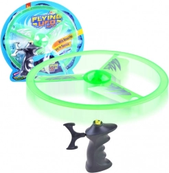 Vliegende schijf met launcher en lichteffect – Groen