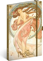 Notique notitieboek Alfons Mucha – Dans, gelijnd notitieboek 13 × 21 cm