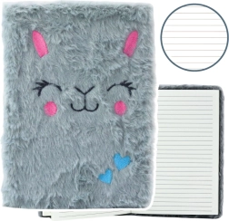 Plush Lined Notebook with Gray Bunny A5