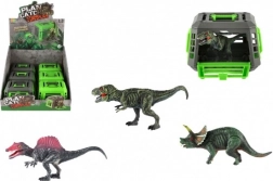 Dinosaure dans une cage portable – jouet en plastique 13 × 9 cm, assortiment de modèles, boîte de 12 pcs
