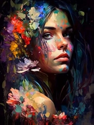 Diamond painting kleurrijk portret van een vrouw 30 × 40 cm