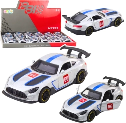 Voiture de course métallique 1:43 à rétrofriction avec portes ouvrantes – argent