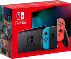 Nintendo Switch-console met neonblauwe en -rode Joy-Con
