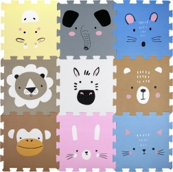 Humbi foam speelmat – educatieve puzzel met dieren 120 × 120 cm, 9 stukken