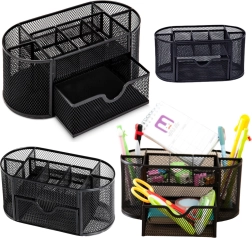 Metal black desktop organizer for stationery