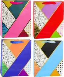 Paper gift bag with geometric patterns 32 × 26 × 12 cm