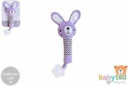 Plush squeaker and teether bunny 25 cm purple