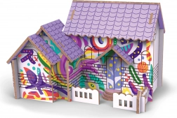 3D houten puzzel huis met verf
