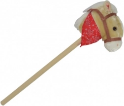 Cheval-bâton en peluche sonore 80 cm, beige