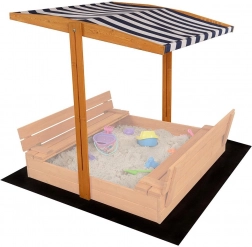 Canvas overkapping voor houten kindersandbox 120 × 120 cm blauw-wit