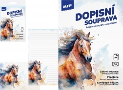 Briefpapier met paardenmotief - gekleurde set