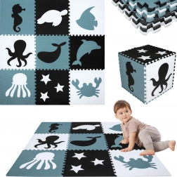 Grote foam speelmat XXL 180 × 180 cm – zeedieren HUMBI