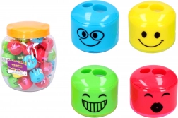 puntenslijper voor twee potloden met gezichtje en reservoir