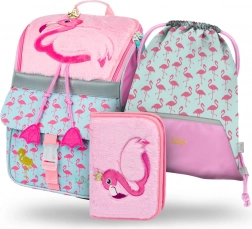 School set BAAGL Zippy Flamingo: rugzak, etui en zak