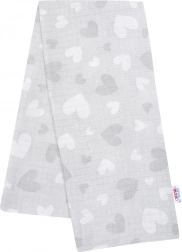 Katoenen luier met print NEW BABY grijze hartjes