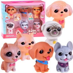 Set van 6 rubberen puppyfiguren
