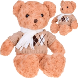 Zachte pluchen teddybeer met trui en sjaal, 60 cm