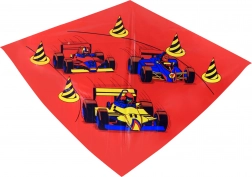 Kleurrijke vlieger met raceauto-motief