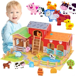 Wooden Mega Farm WOOPIE GREEN – stable, barn and chicken coop, 18 pieces