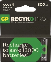 Oplaadbare AAA-batterijen Ni-MH 800mAh GP ReCyko Pro, 4 stuks