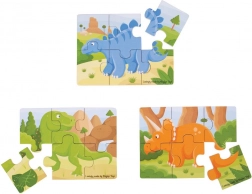 puzzles en bois 3-en-1 dinosaures BIGJIGS TOYS