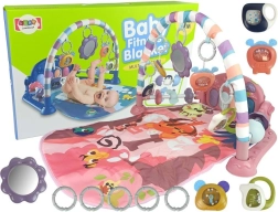 Baby play mat with piano, rattles, teethers and mirror – pink