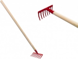 Râteau de jardin pour enfants avec manche en bois – Rouge