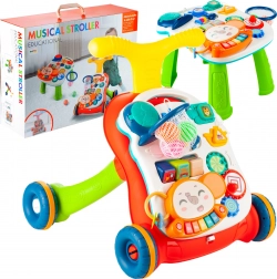 Loopwagen en activiteitentafel 5-in-1 met pianootje – rood