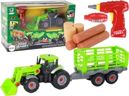 Tractor met aanhanger om zelf te monteren (DIY) met schroevendraaier